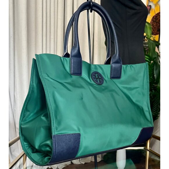 AUTHENTIC TORY BURCH KELLY GREEN AND NAVY CHELSEA SHOULDER BAG/TOTE - Picture 6 of 9